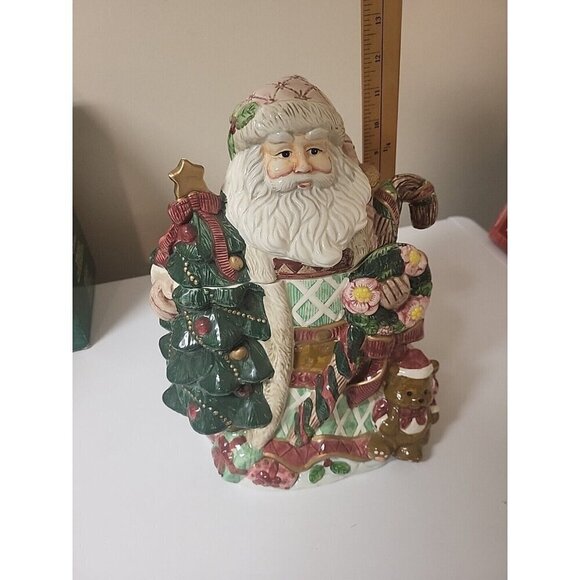 Festive Design Colorful Hand Painted Ceramic Santa Claus cookie jar 13 inches - Picture 10 of 16